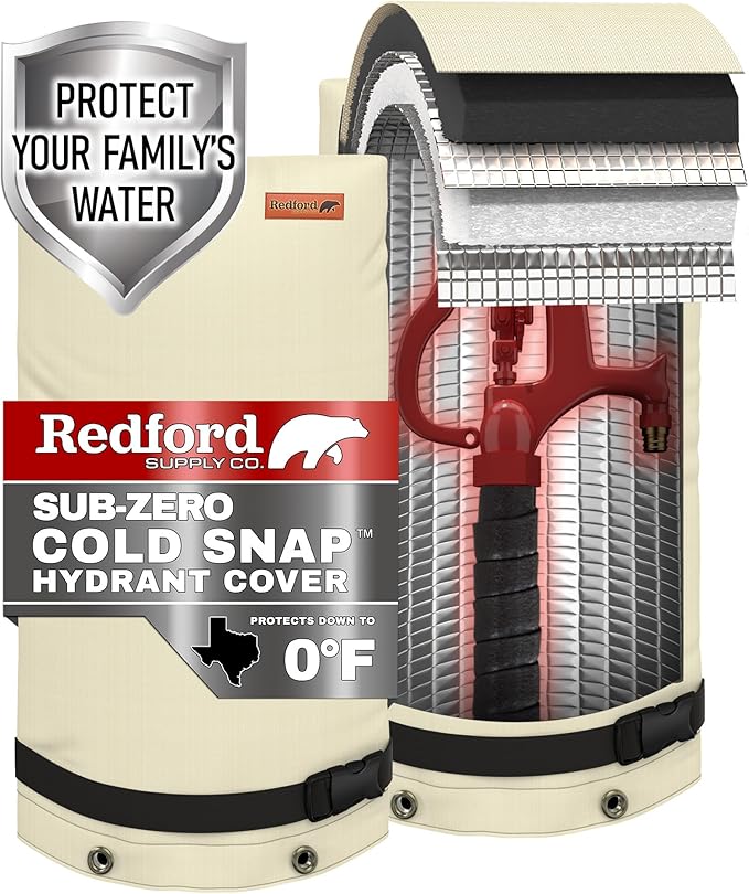 Redford Supply Co. Cold Snap (0°F) Large Outdoor Faucet Covers for Winter Freeze Protection, 14"W x 27"H, Foam Spigot Covers Winter Insulated, Outside Pipe Cover, Insulated Hose Bib Cover (Beige)