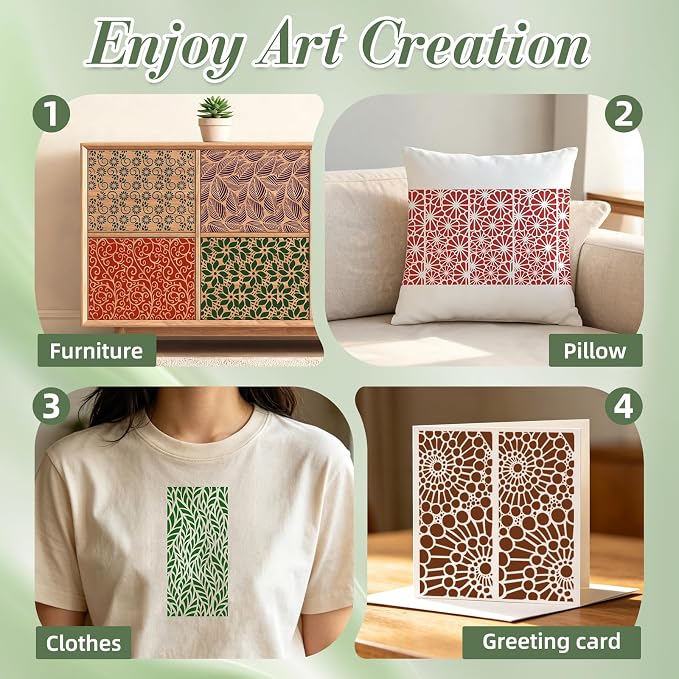 Geometric Texture Stencils for Crafts Reusable 16Pcs Stencils | DIY Art - Image 5