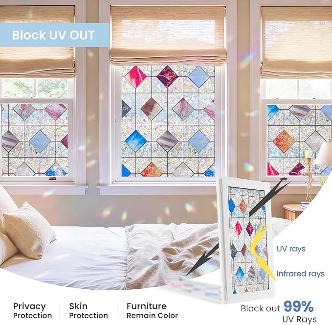 ADD.HERES Window Privacy Film, Stained Glass Decorative Static Cling, Removable - Image 2
