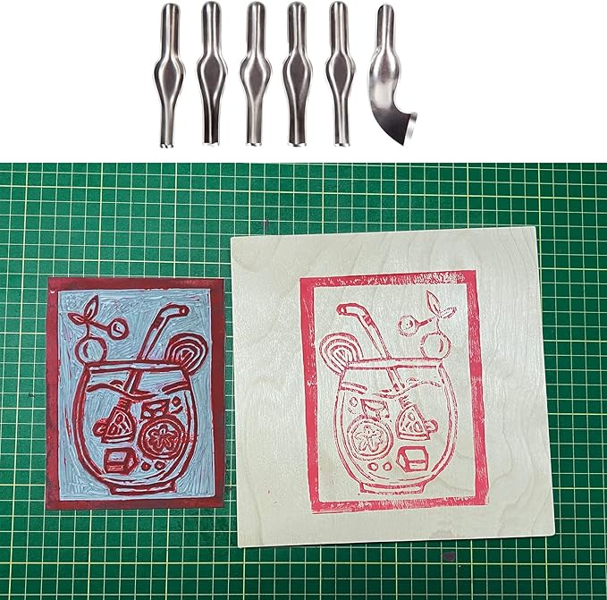 Falling in Art Linoleum Block Cutters - 6 Different Shaped Lino Cutters, Assorted Blades for Printmaking, Precision Carvings(2 Set)