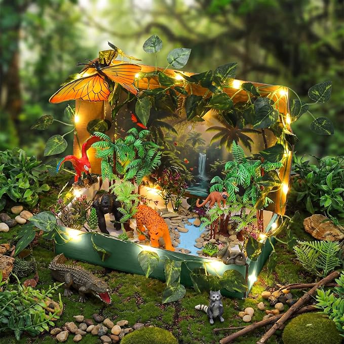 Teyva Daily 48 Pcs Rainforest Diorama Kit Habitat Project Box Set Rain Forest - Image 4