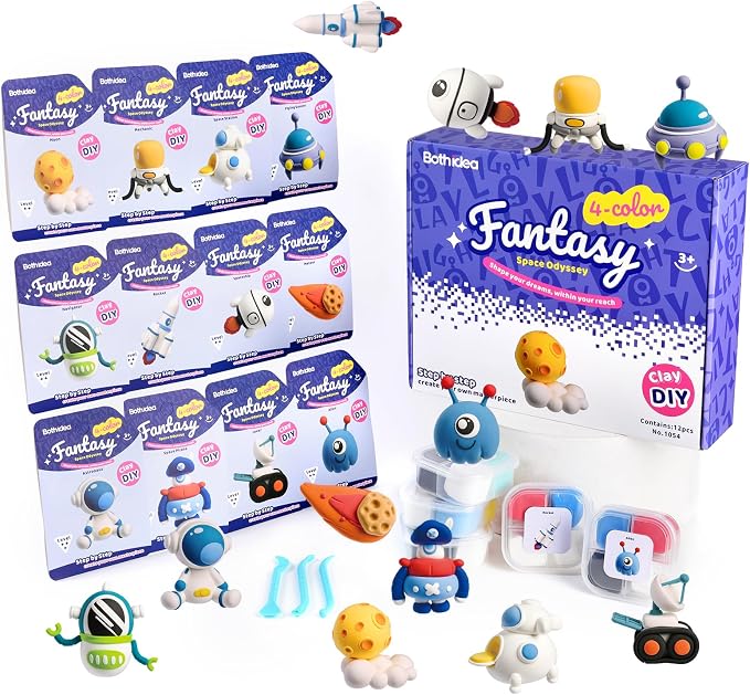 Both idea Air Dry Clay Kit, Space Theme | 12 Packs, Non-Toxic Kids Gift | by Bothidea