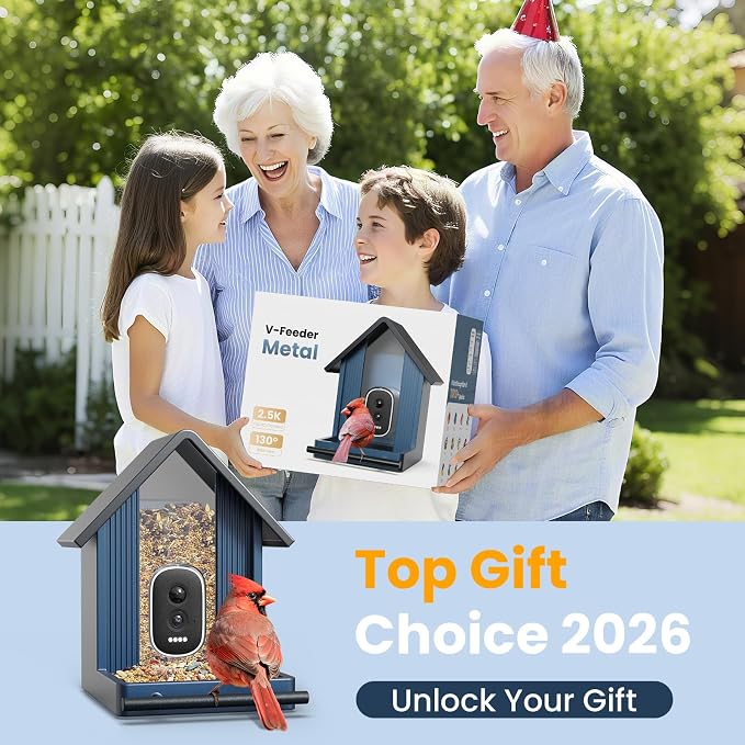 Smart Metal Bird Feeder with Camera, Deep Blue | Squirrel Proof, 2.5K UHD AI - Image 8