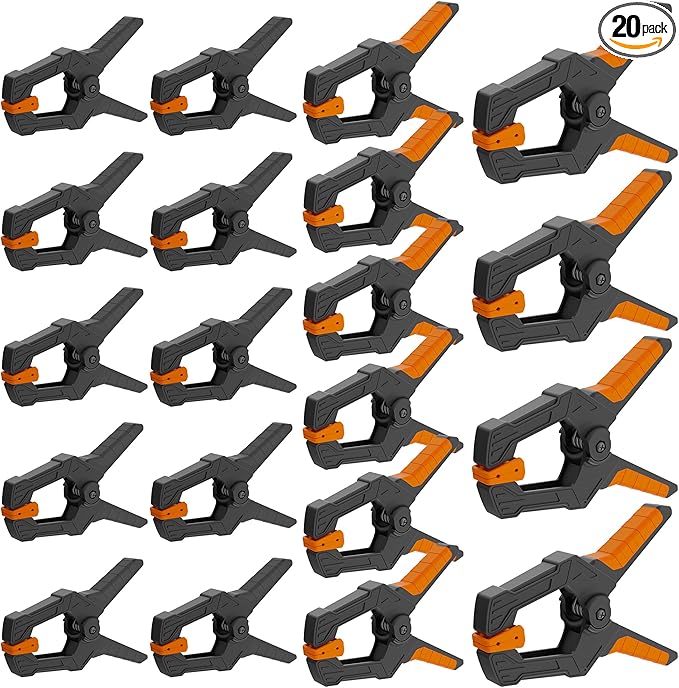AMARTISAN Spring Clamps Heavy Duty Set. 20-Pack Spring Clamp with 4 Pcs of 6-inch, 6 Pcs of 4-inch and 10 Pcs of 3-inch Clamps, for Crafts, Backdrop Stand, Woodworking, Photography Studios