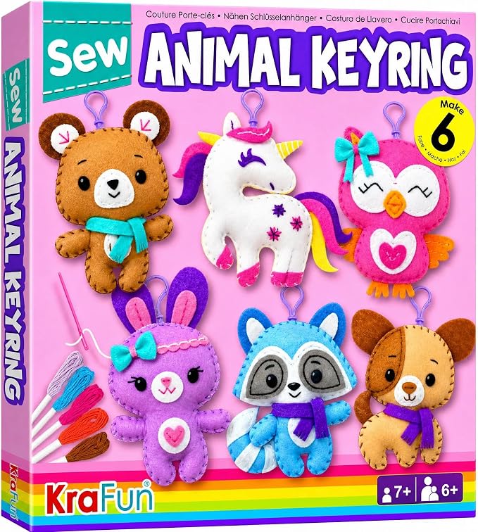 KRAFUN Unicorn Animal Sewing Keyring Kit by FunCreativeArtsCraftKits