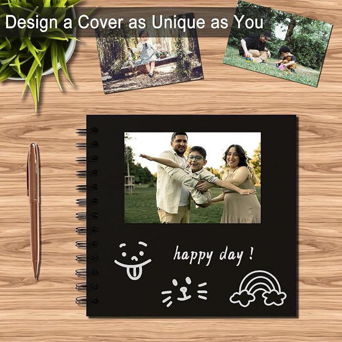 DIY Scrapbook Album 8x8 Inch, Hardcover Kraft Paper Scrap Book Photo Album - Image 5