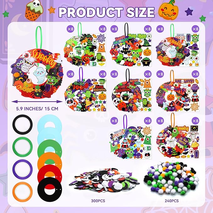 Hollowfly 48 Sets Halloween Wreath Craft Kits - Image 3