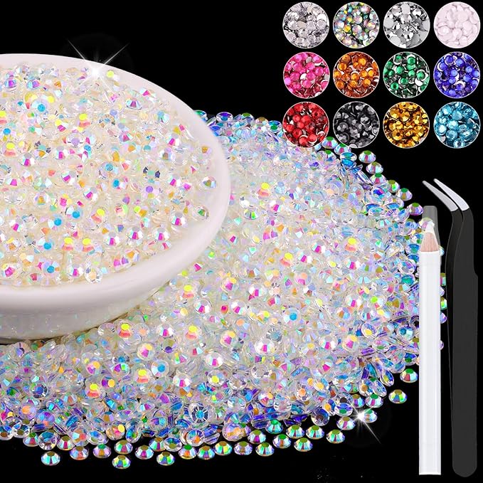 8000PCS 3mm Resin Jelly Rhinestones in Bulk, Bedazzling Flatback Crystals by BELLEBOOST