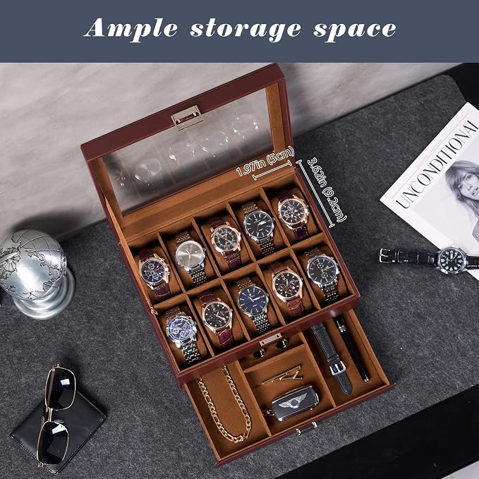 ProCase Watch Box, 10 Slot Watches Display Case - Image 2
