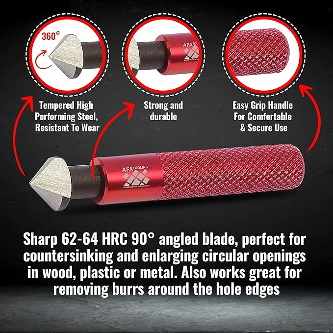 AFA Tooling - Deburring Tool & Countersink Hand Reamer with 10 Extra Blades - Works on Metal, Resin, PVC Pipes, Copper, Plastic and 3D Printed Edges - Plumbing & 3D Printing Burr Removal Reamer Tool