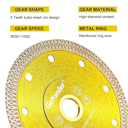 GoYonder 7 Inch Diamond Saw Blade,Super Thin Diamond Saw Blade for Cutting Ceramic Porcelain Tile Granite Marble Suitable for Angle Grinders with 7/8" or 5/8" Arbor