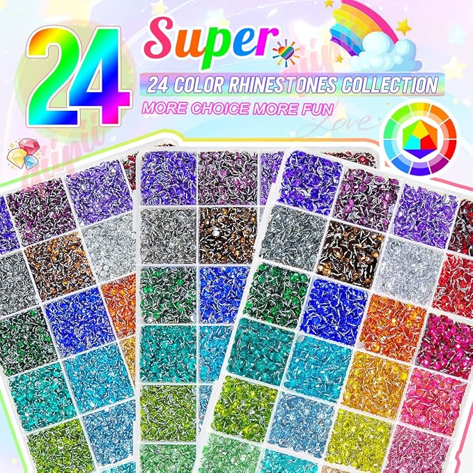 qiipii 3 Boxes 24 Color 3mm 4mm 5mm Crystal Resin Rhinestones - Image 2