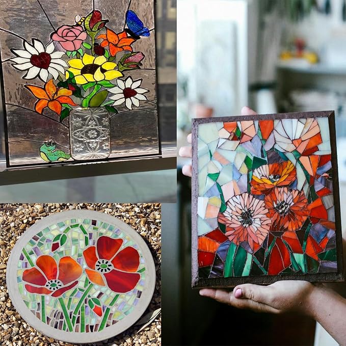 ILLUCKAI 2.2lb Pink Stained Glass Scraps, Irregular Stained Glass Sheets - Image 6