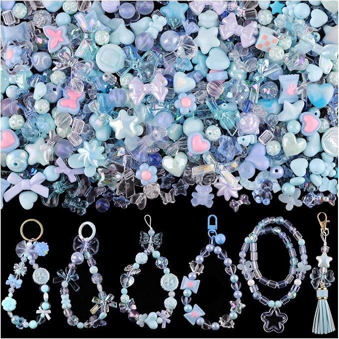 200-260PCS TINKRSTUFF Assorted Blue Acrylic Beads by TINKRSTUFF