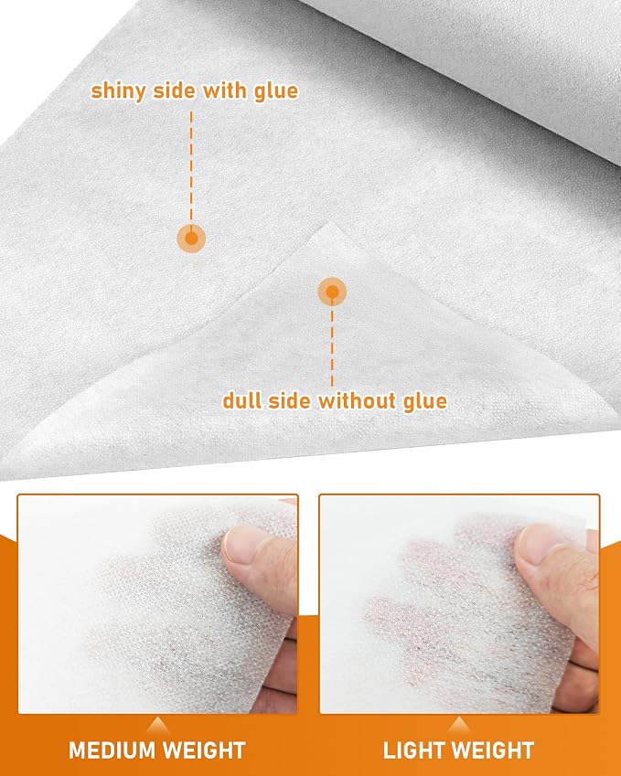 PLANTIONAL Lightweight White Iron-On Non-Woven Fusible Interfacing: 11.6" x - Image 3