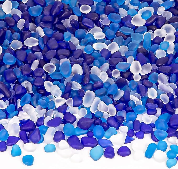 QEQEKAKA Sea Glass Stones for Crafts About 2.75LB (1180g/41.62oz Glass Pebbles by QEQEKAKA