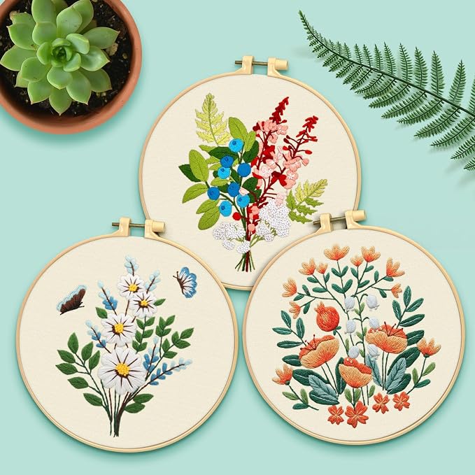 ERKOON 5 Sets Embroidery Kit for Beginners, Butterfly Cross Stitch Set for - Image 6