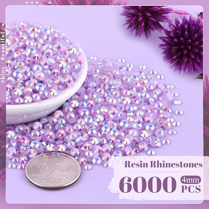 6000PCS 4mm Resin Jelly Rhinestones in Bulk, Bedazzling Flatback Crystals - Image 2