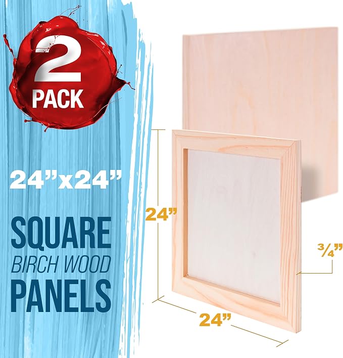 U.S. Art Supply 24" x 24" Unfinished Cradled Wood Panels - Image 2