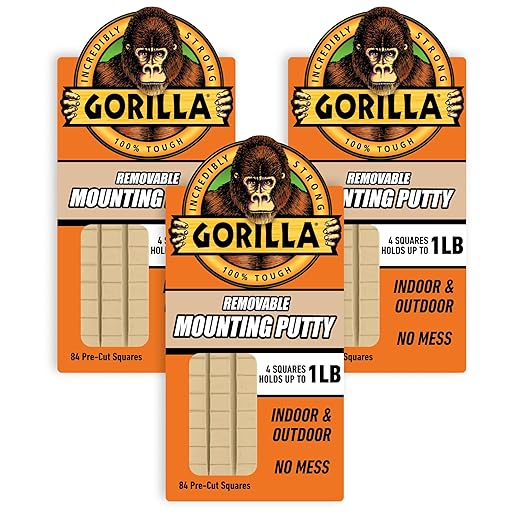 Gorilla Removable Mounting Putty Reusable & Repositionable Adhesive 84 Count by Gorilla