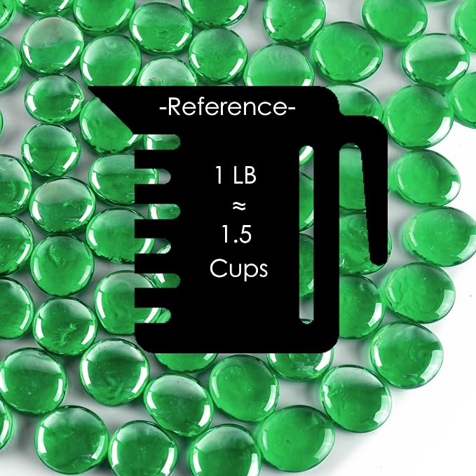 CYS EXCEL X-Large 1.1"-1.35" Green Glass Flat Gemstone Vase Fillers Multiple - Image 2