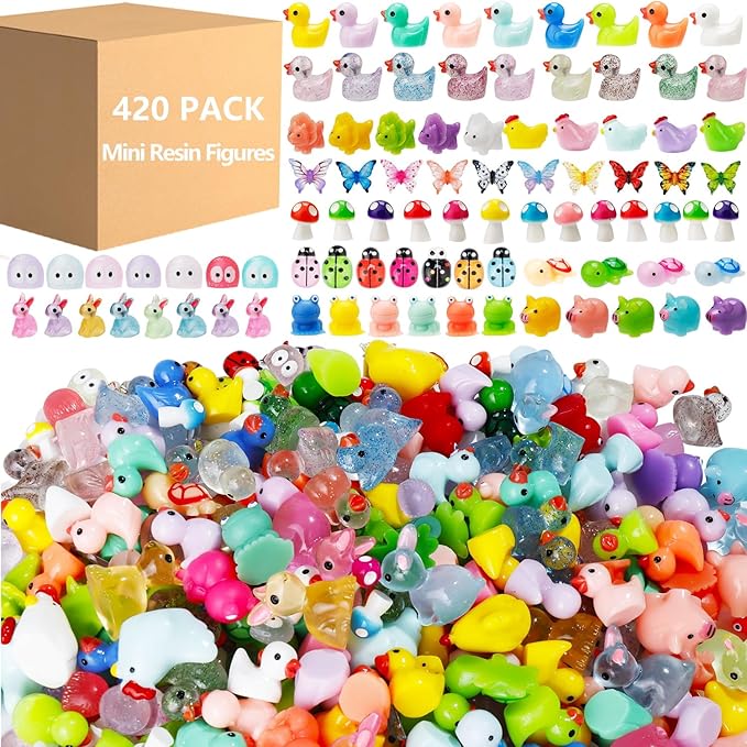 420 Pcs Mini Resin Animals 12 Styles Resin Animals Figurines Bulk by ywevyezc