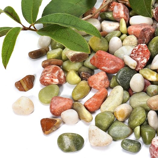 5 lb Pebbles for Indoor Plants, 1/2 Inch Decorative Rocks for Potted Plants by RUOJAS