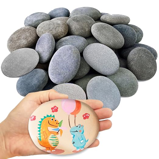 DALTACK 12 Pcs Large Rocks for Painting, Natural River Rocks, Flat River Rocks by DALTACK