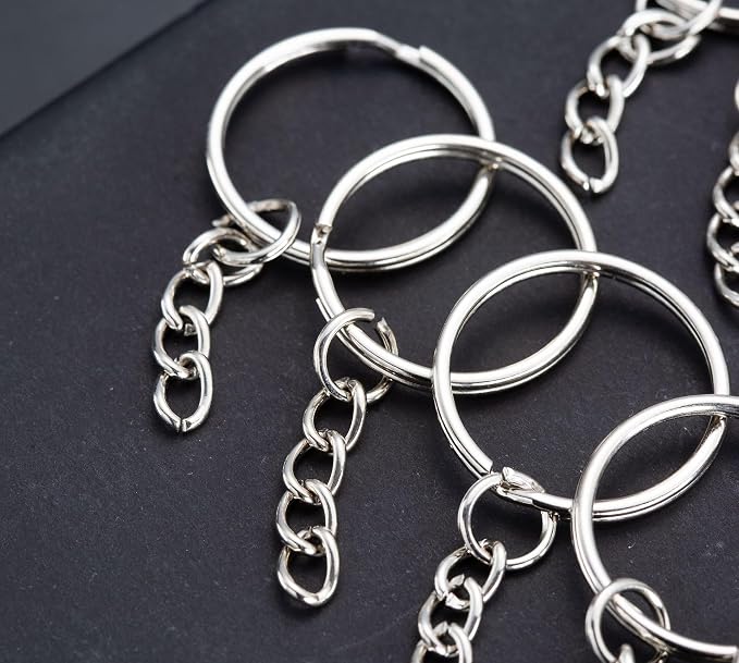 50Sets 1 inch Keychain Rings Silver Split Round Key Ring - Image 8