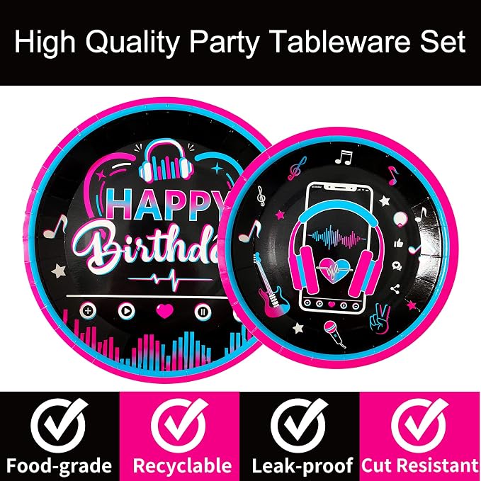 96 Pcs Music Party Supplies Tableware Set - Image 4
