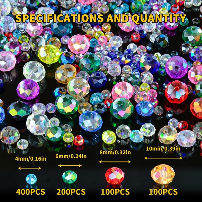 800Pcs Colors Random 4/6/8/10mm Crystal Glass Beads - Image 2