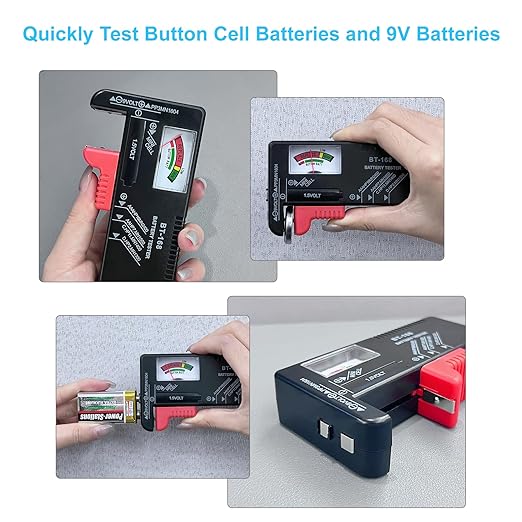 Dlyfull Battery Tester, Small Battery Testers Universal Battery Checker for AAA AA C D 9V 1.5V Button Cell Household Batteries