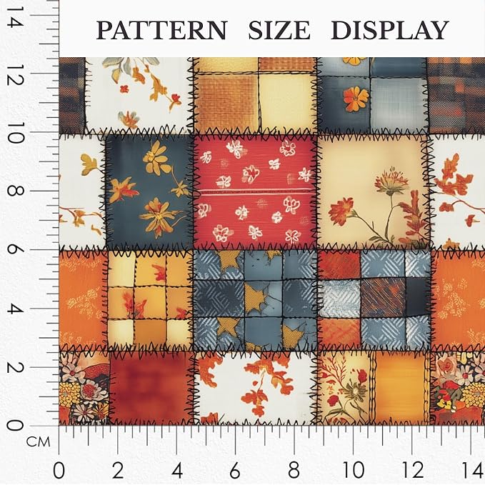 Autumn Patchwork Cotton Fabric Panel 61 x 36.6 Inches, Vintage Quilt Style - Image 3