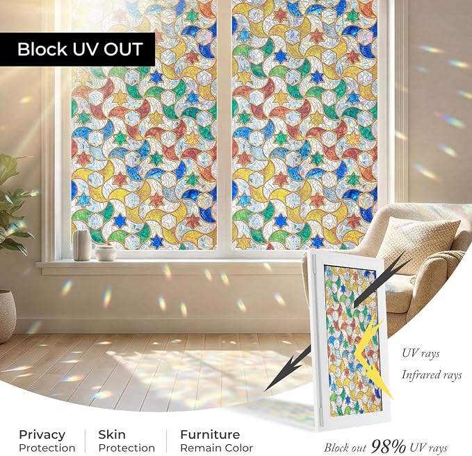 ADD.HERES Window Privacy Film, Stained Glass Decorative Static Cling, Removable - Image 4