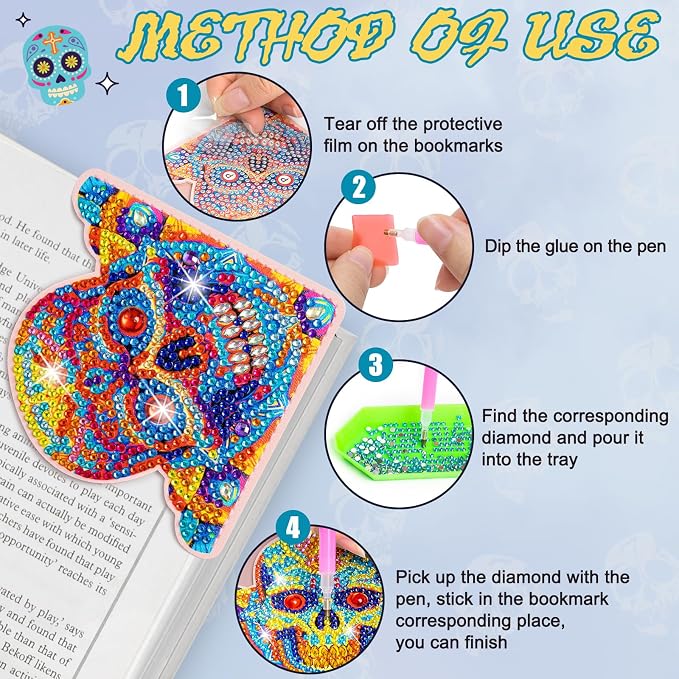 WIVICO 4Pcs Diamond Painting Bookmarks, Diamond Pearl Art Kits - Image 4