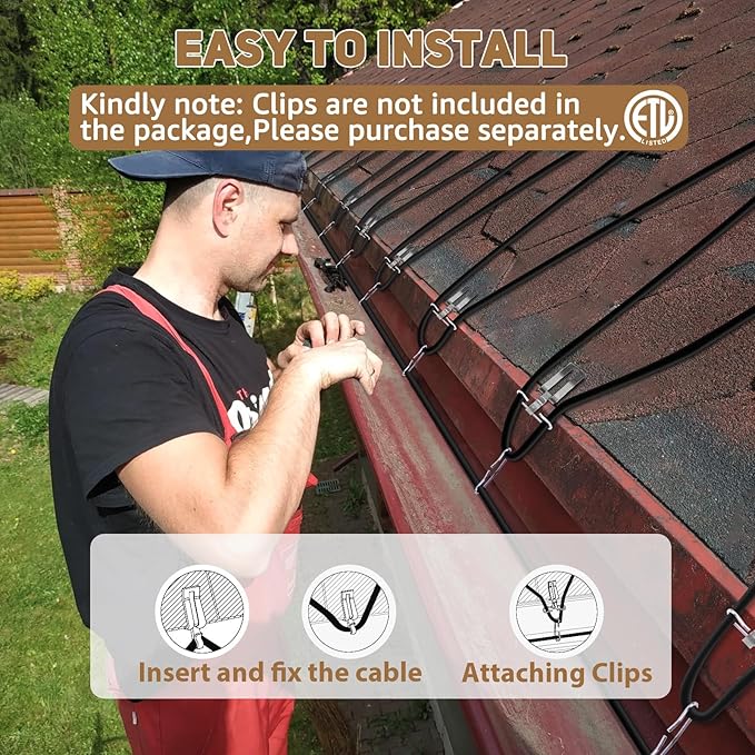 HEATIT JHSF1 Self Regulating Pre-Assembled Heating Cable 12-feet 120V Roof deicing and Pipe freeze Protection