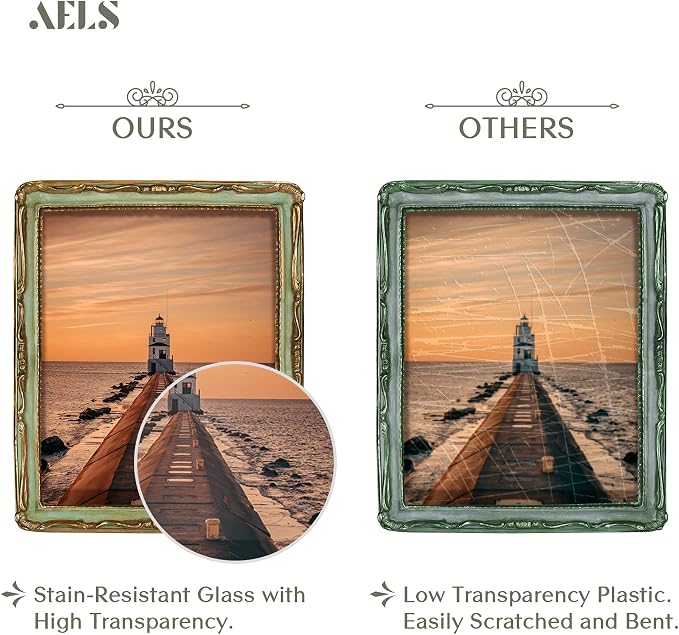 AELS 8x10 Inch Vintage Picture Frame, Elegant Antique Photo Frames - Image 3