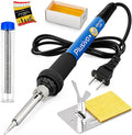 Soldering Iron Kit, 60W Adjustable Temperature 5-in-1 Solder Wire, Rosin Paste by Plusivo