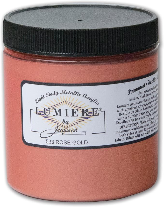 Jacquard Lumiere 8oz Fabric Paint Rose Gold by Jacquard