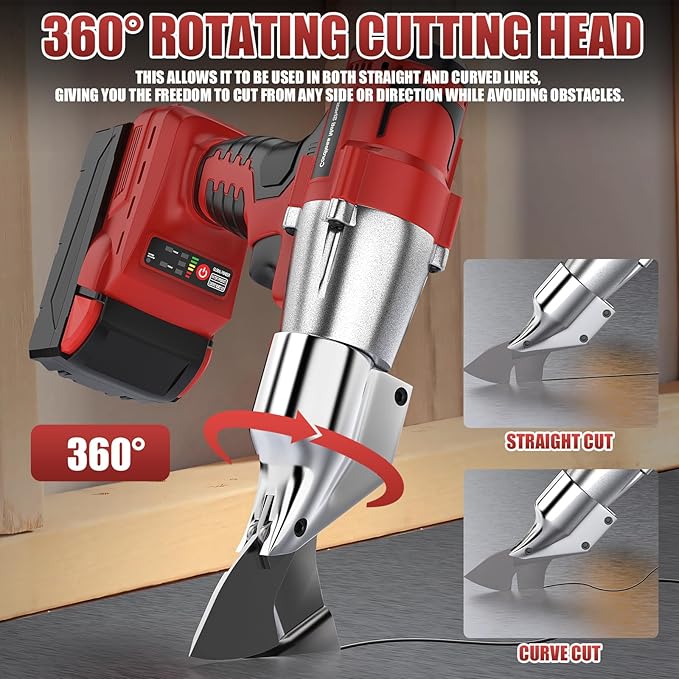 Cordless Sheet Metal Cutter Brushless for Milwaukee 18v Battery(Tool Only), Metal Shears 360 Degree Pivoting Head, Electric Metal Scissors for Cutting Stainless Sheet, Metal, Iron, 221 Ft-Lbs Torque