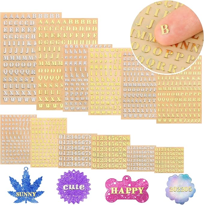 12 Pcs Mini Alphabet Number Stickers by MIKIMIQI