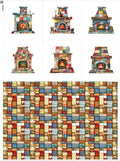Patchwork Fireplace Cotton Fabric Panel – 6 Designs + Bonus Sheet 29.5×19.6 inch by FabricsTown