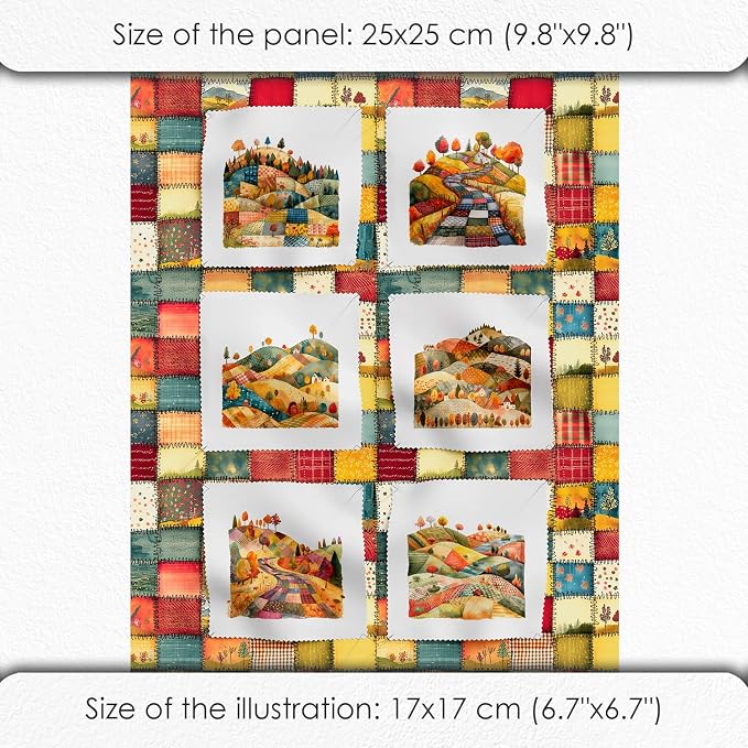 Patchwork Autumn Landscape Cotton Fabric Panel – 6 Designs + Bonus Sheet - Image 6