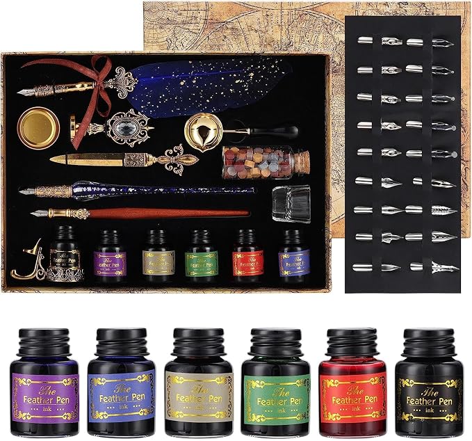Joyeee Quill Writing Pen Ink Stationery Set, Classic Antique Pens Set, Idea by Joyeee