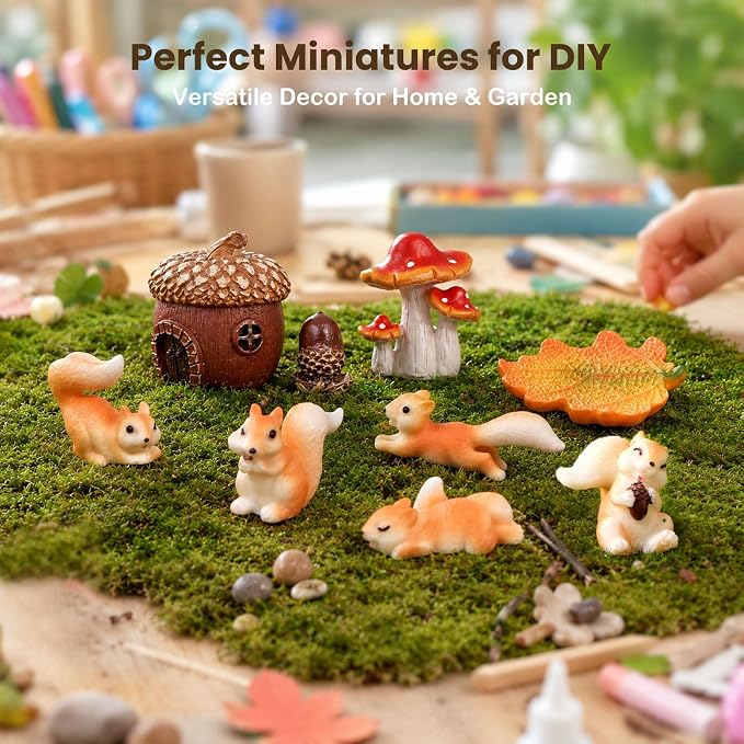 Fairy Garden Accessories, 9 Pieces Squirrel Resin Figures - Image 4