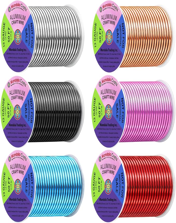 Mandala Crafts 13 GA Red Copper Black Assorted Anodized Aluminum Craft Wire | by MandalaCrafts