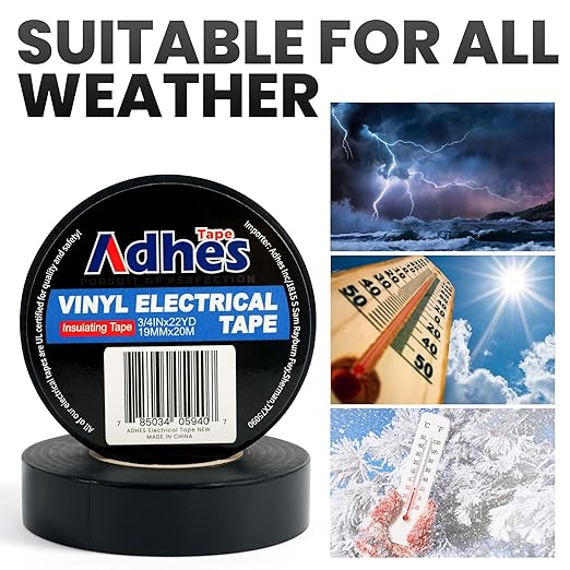 ADHES 7mil PVC Electrical Tape, 19mm x 20m, 5 Rolls, Heavy Duty Insulation Tape for Wiring, Electrical Repairs, and DIY Projects