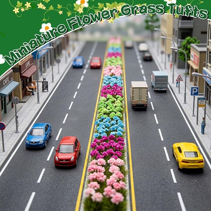 Warmtree 63 Pcs Miniature Colorful Flower Cluster DIY Static Grass Tufts Model - Image 8