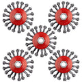 Wire Wheel for 4 1/2 Angle Grinder, 5 Pack 4.5 Inch Twist Knotted Wire Brush for Grinders, 5/8 Inch-11 Threaded Arbor