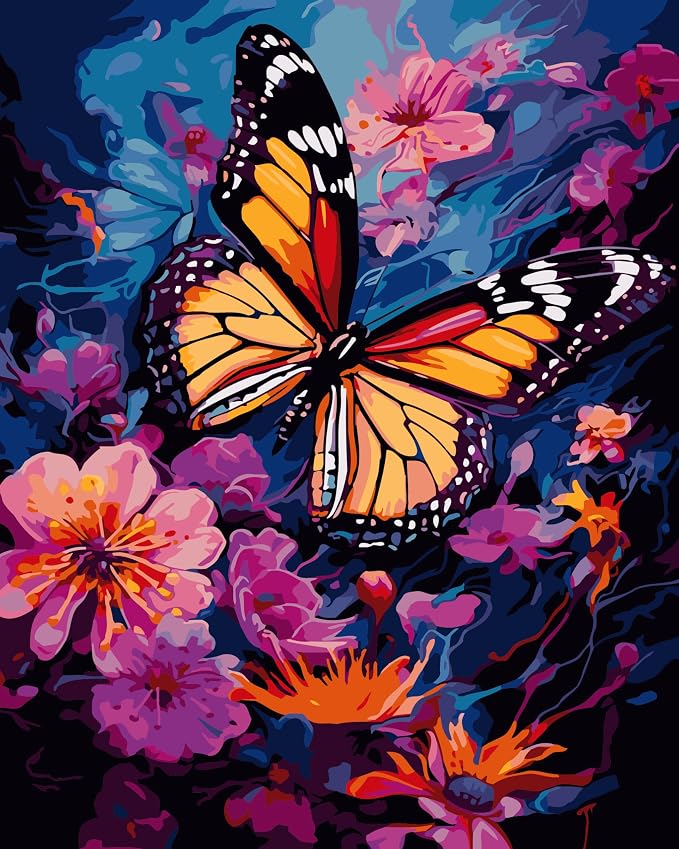 TOCARE Butterfly Flowers Paint by Numbers Kit by TOCAREDirect